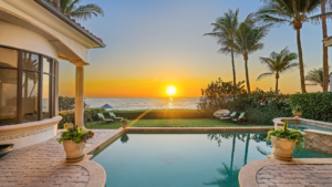Sunrise over the Atlantic Ocean from a luxury oceanfront estate in Highland Beach, Florida