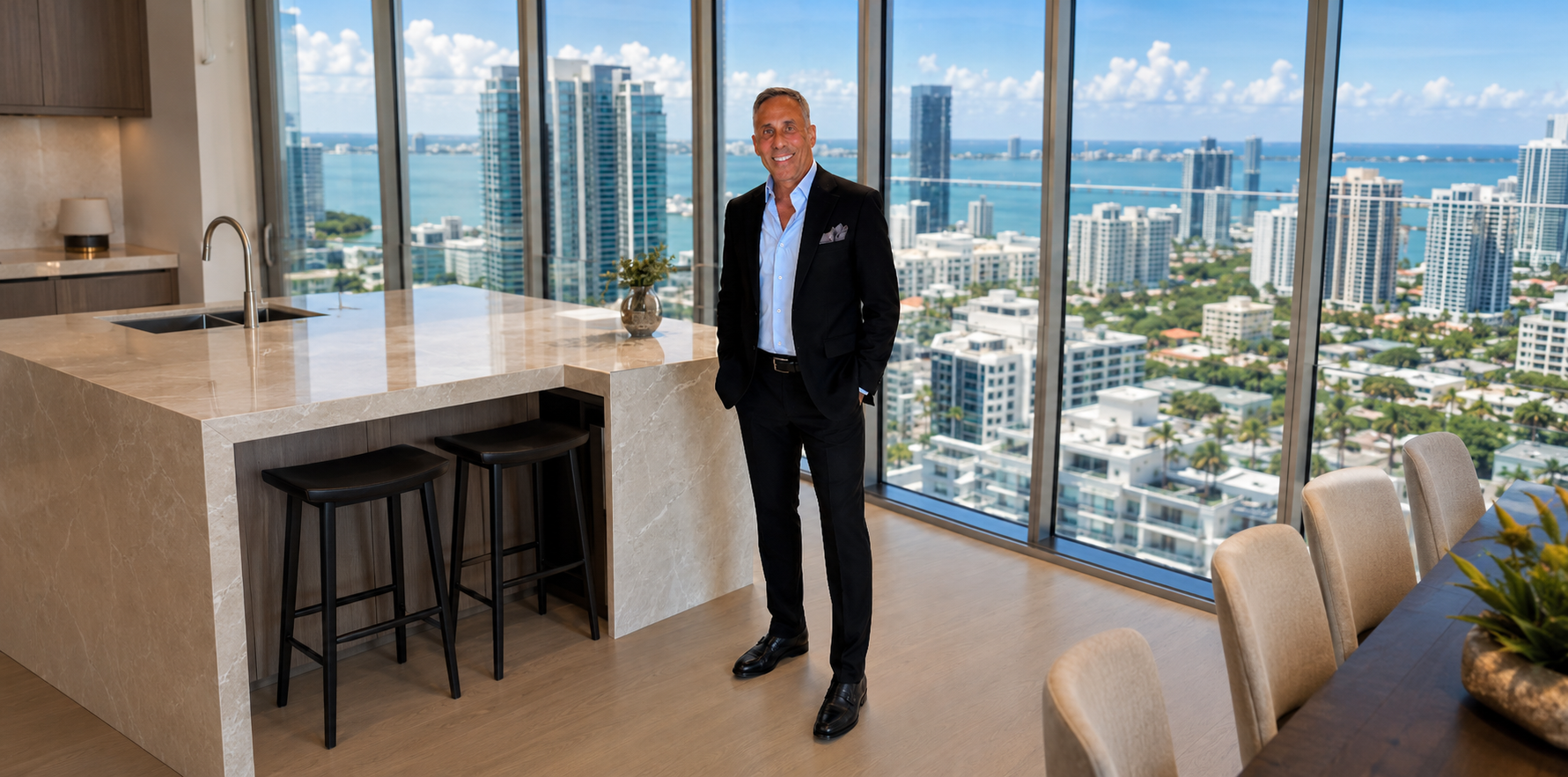 Michael Weiss, Associate Broker with Douglas Elliman overlooking the Intracoastal Waterway in South Florida.